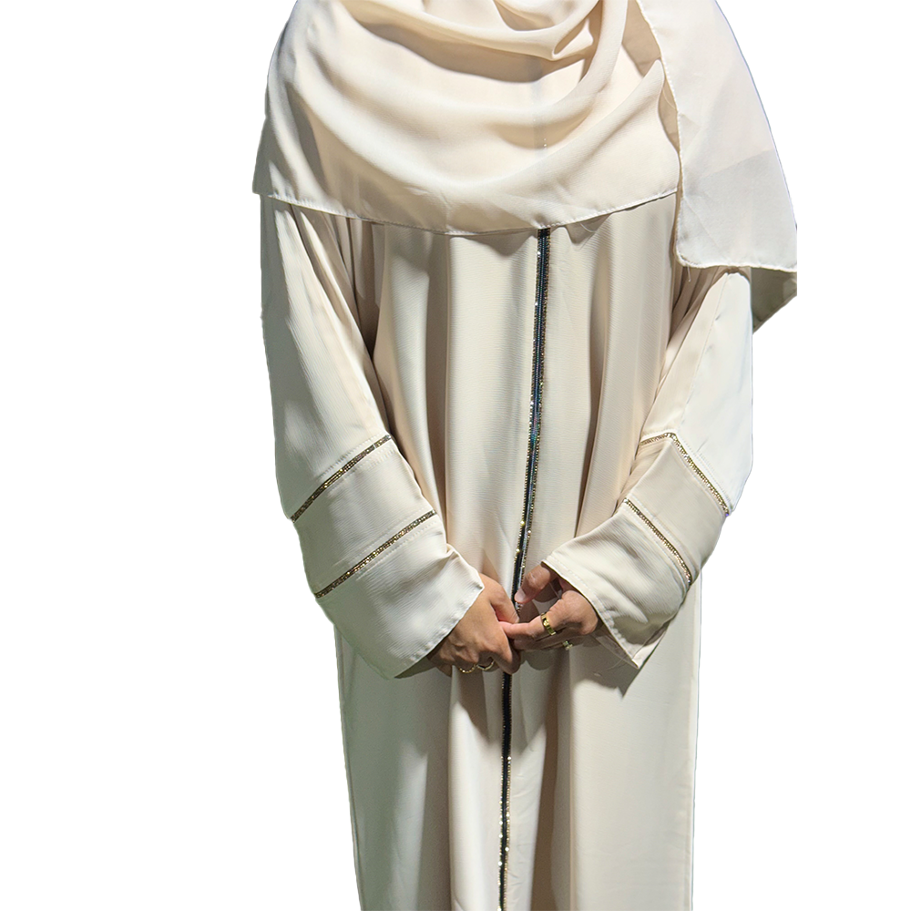 Amber Beige Shiny Crepe Abaya