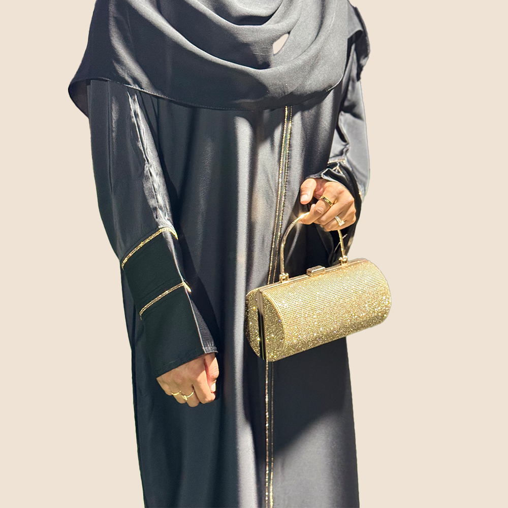 Amber Black Shiny Crepe Abaya