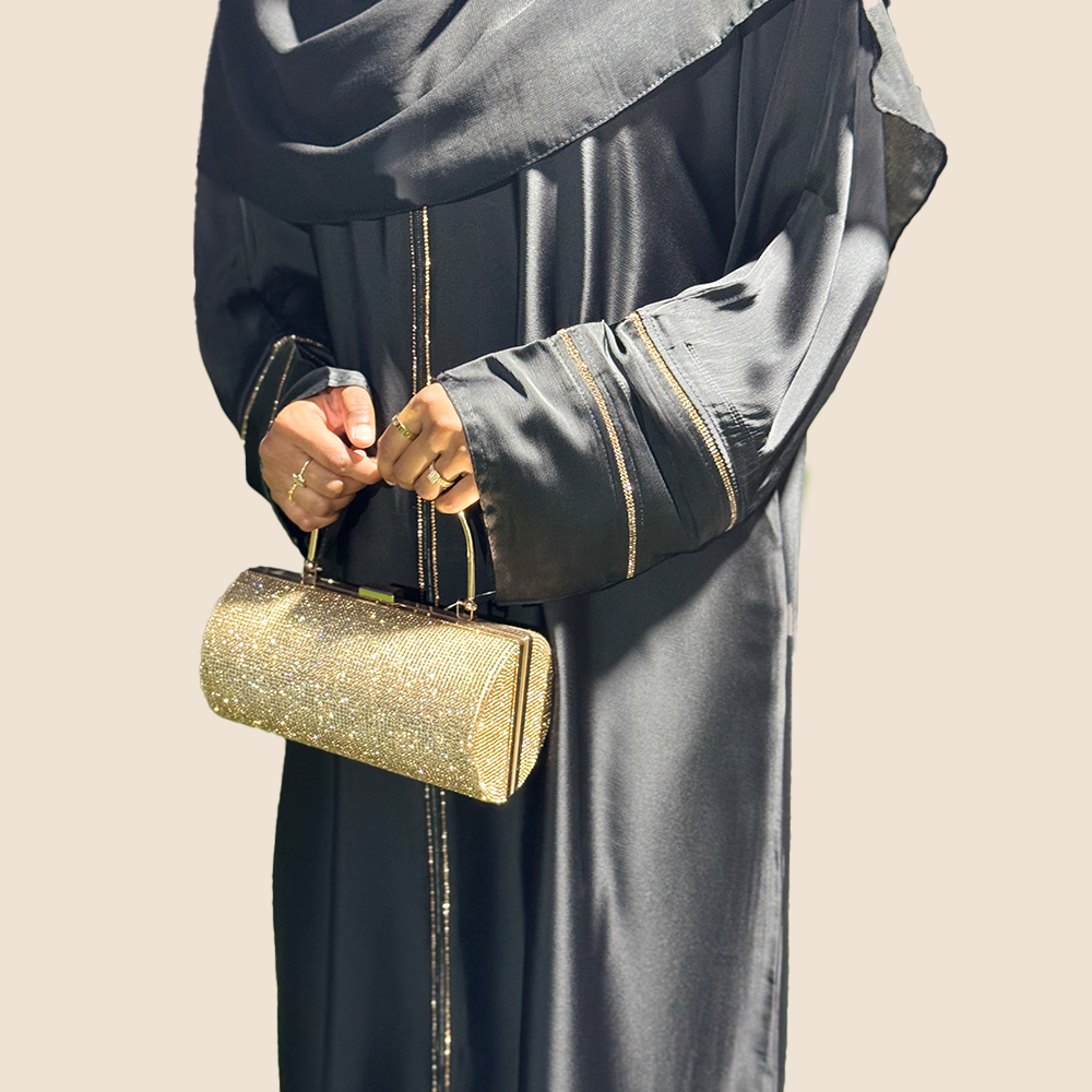 Amber Black Shiny Crepe Abaya