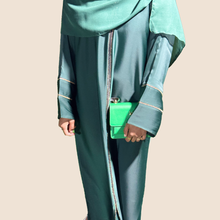 Amber Green Shiny Crepe Abaya